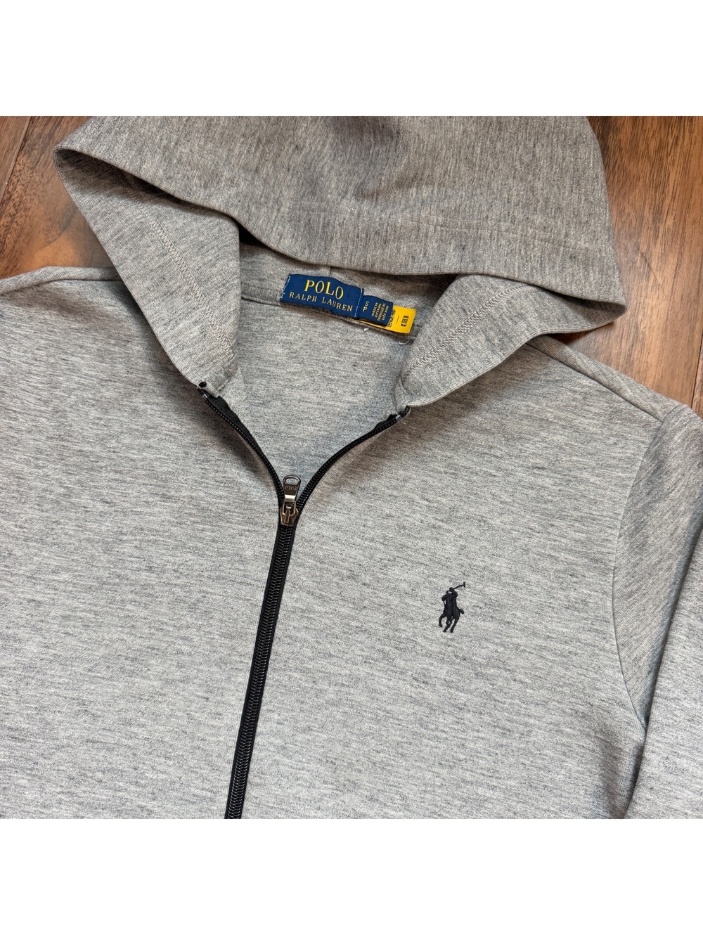 Polo Ralph Lauren Full Zip Hoodie Mens Small Heather Gray Black Pony Logo